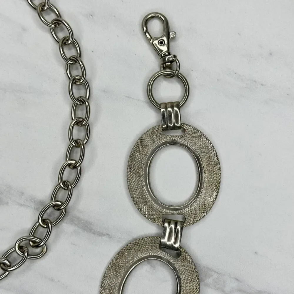 Chunky Textured Silver Tone Chain Belt OS ✨